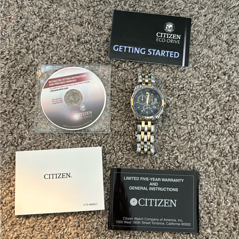 Citizen Men's Watch with Black Dial and Gold Accents
